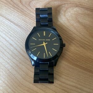 Michael Kors Black Slim Runway Watch (Unisex)